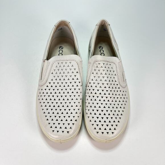 Ecco Soft 7 Extra Width White Soft Leather Slip On Sneakers Shoes Women's Size 6 - Picture 3 of 11
